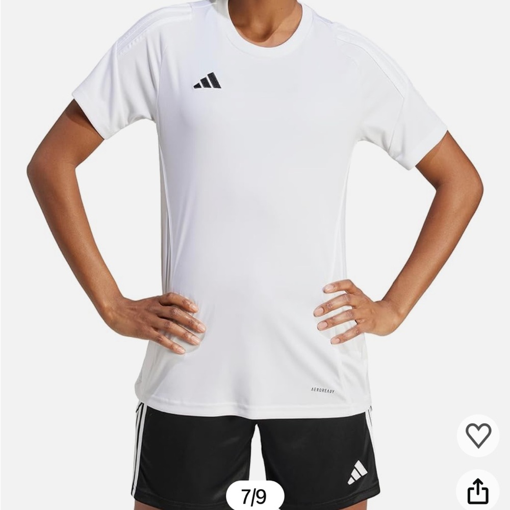 Adidas Womens Tiro 24 Jersey White T-Shirt Size Small Tall